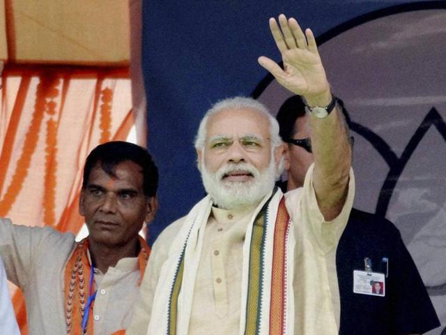 Prime Minister Narendra Modi on Sunday addressing a public gathering at an election campaign for the upcoming Assembly polls. (PTI) Prime Minister Narendra Modi on Sunday addressing a public gathering at an election campaign for the upcoming Assembly polls. (PTI)
