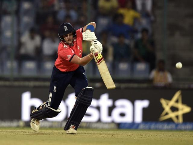 England`s Joe Root hits a shot. (Sanjeev Verma/HT Photo) 