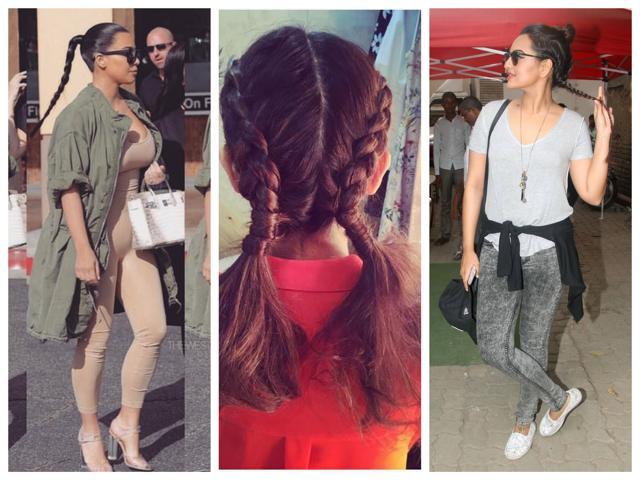 Kim Kardashian, Alia Bhatt and Sonakshi Sinha sporting quirky braids (Photos: Instagram, Yogen Shah) Kim Kardashian, Alia Bhatt and Sonakshi Sinha sporting quirky braids (Photos: Instagram, Yogen Shah)