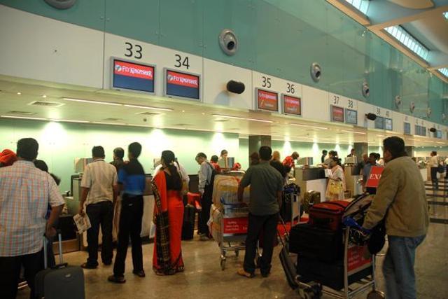 Passengers at the Kempegowda International Airport in Bengaluru.