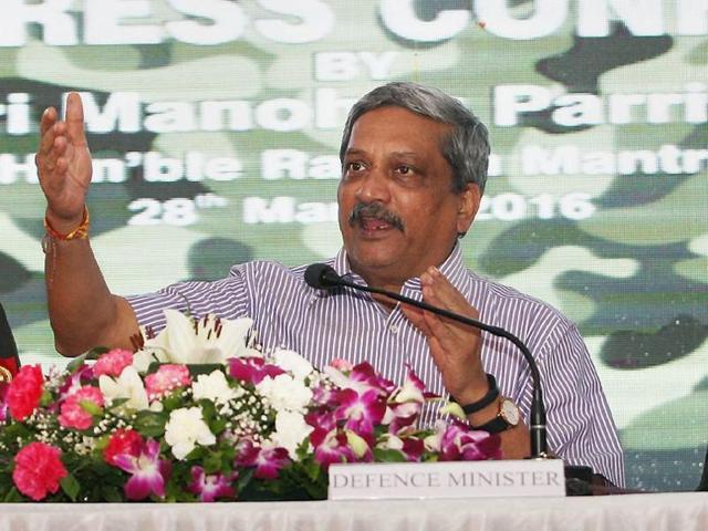Defence minister Manohar Parrikar addresses the media after the inauguration of the 9th edition of Defexpo-16 in Goa on Monday. (PTI Photo) Defence minister Manohar Parrikar addresses the media after the inauguration of the 9th edition of Defexpo-16 in Goa on Monday. (PTI Photo)
