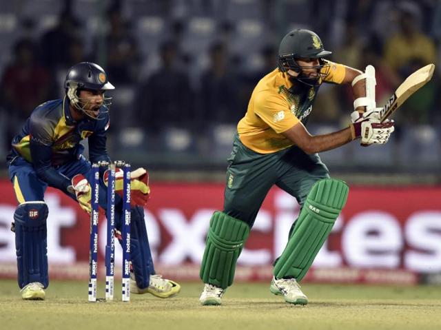 Amla plays a leg glance.  (Mohd Zakir/HT Photo) 