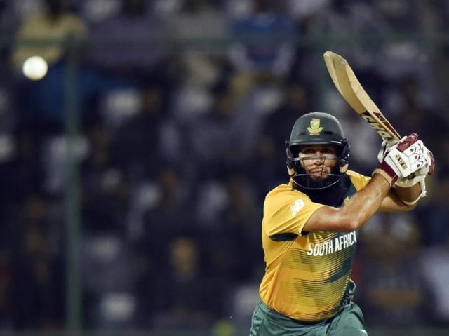 Hashim Amla top scored for South Africa with 56 off 52 balls. (Mohd Zakir/HT Photo) 