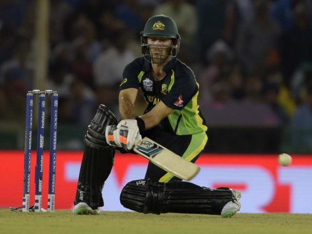Glenn Maxwell plays a reverse sweep. (Ravi Kumar/HT Photo) 