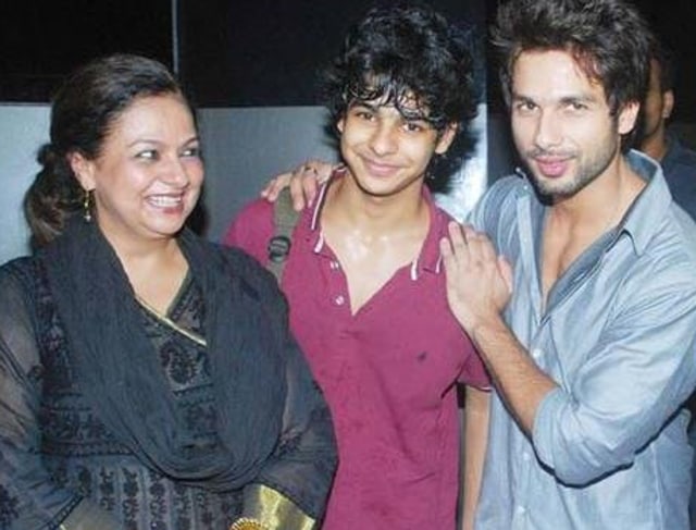 A file picture of Shahid Kapoor with mother Neelima Azim and brother Ishaan.