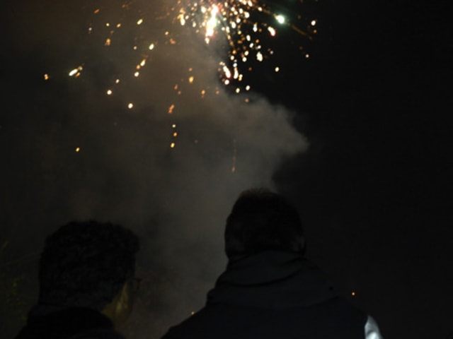 Crackers were burst by the crew and Bachchan posted the pictures on his blog. 