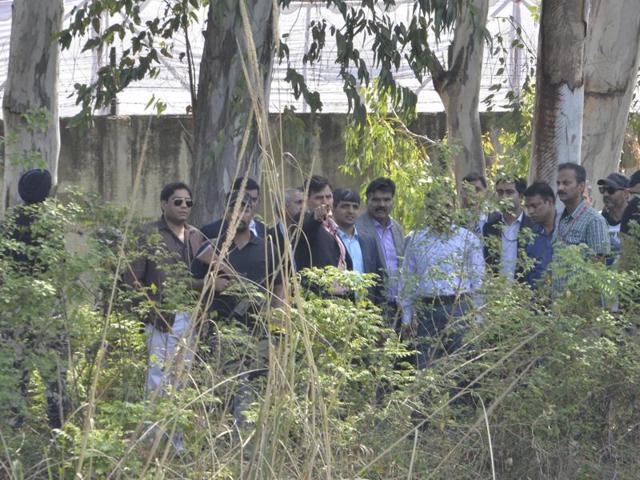 The five-member joint investigation team entered the air base from a specially made gate at the rear end of the compound and left after a few hours. (Sameer Sehgal /HT )
