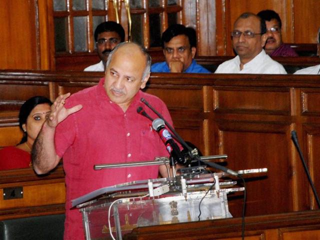 Sisodia’s mention of chief minister Arvind Kejriwal being the only Indian politician to find mention in Fortune magazine drew the loudest of applause from the treasury benches including Kejriwal. (PTI) Sisodia’s mention of chief minister Arvind Kejriwal being the only Indian politician to find mention in Fortune magazine drew the loudest of applause from the treasury benches including Kejriwal. (PTI)