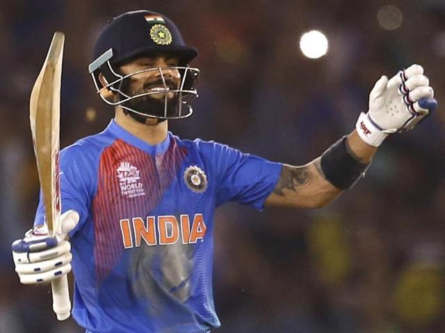 Indian batsman Virat Kohli plays a shot during the ICC World T20 match against Australia.(PTI Photo) Indian batsman Virat Kohli plays a shot during the ICC World T20 match against Australia.(PTI Photo)