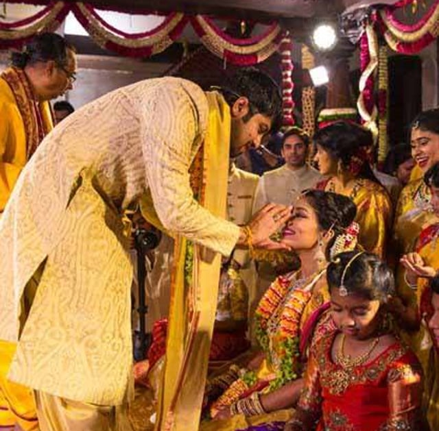 Sreeja and Kalyan go through the wedding rituals in Bangalore. (Karthik Naidu/Twitter)