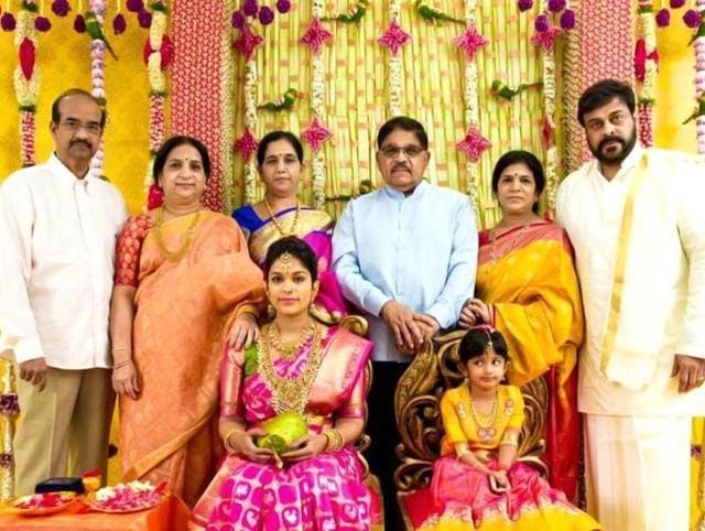 Sreeja with the family at a pre-wedding event. Sreeja with the family at a pre-wedding event.