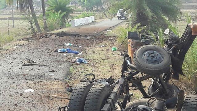 The Maoists took arms and ammunition from deceased jawans. (S Karimuddin/ HT Photo) The Maoists took arms and ammunition from deceased jawans. (S Karimuddin/ HT Photo)