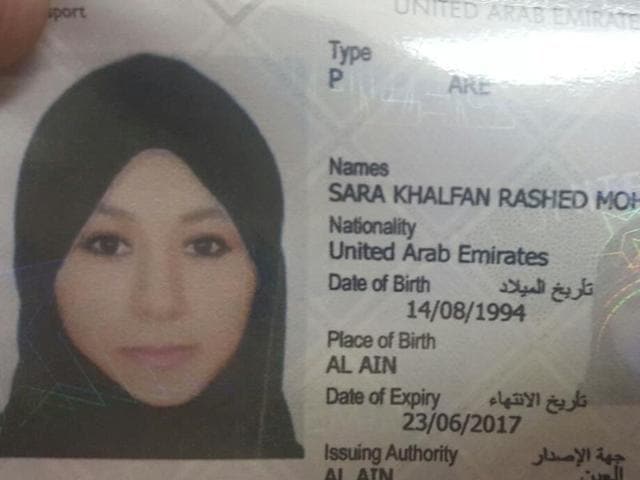 A photograph of Sara Khalfan’s passport (HT Photo) A photograph of Sara Khalfan’s passport (HT Photo)