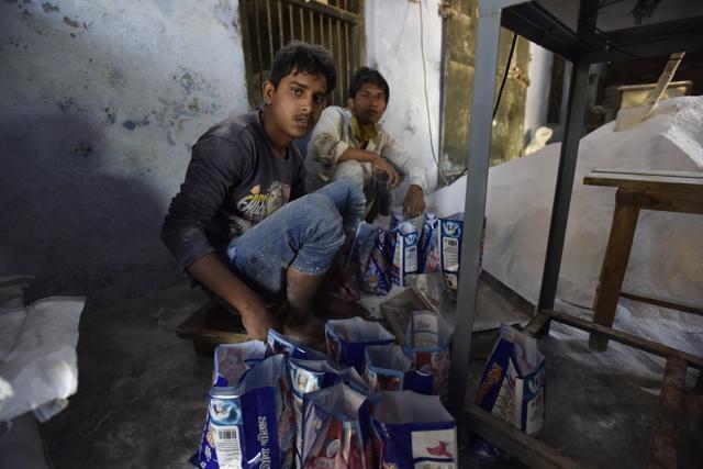 Muslim boys from Bisada who work at the factory of Sanjiv Rana, the village head. They say they are living peacefully in the village. (Virendra Singh Gosain / HT Photo ) Muslim boys from Bisada who work at the factory of Sanjiv Rana, the village head. They say they are living peacefully in the village. (Virendra Singh Gosain / HT Photo )