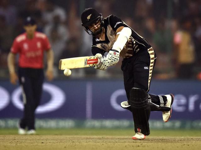 Kane Williamson hits a shot. (Virendra Singh Gosain/HT Photo) 