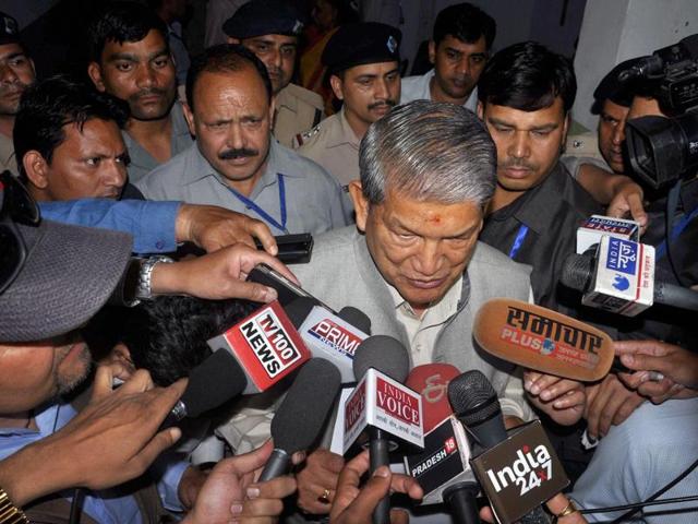Dehradun: Uttarakhand Chief Minister Harish Rawat addressing the media outside the Assembly in Dehradun on Saturday, March 26, 2016.(PTI) Dehradun: Uttarakhand Chief Minister Harish Rawat addressing the media outside the Assembly in Dehradun on Saturday, March 26, 2016.(PTI)