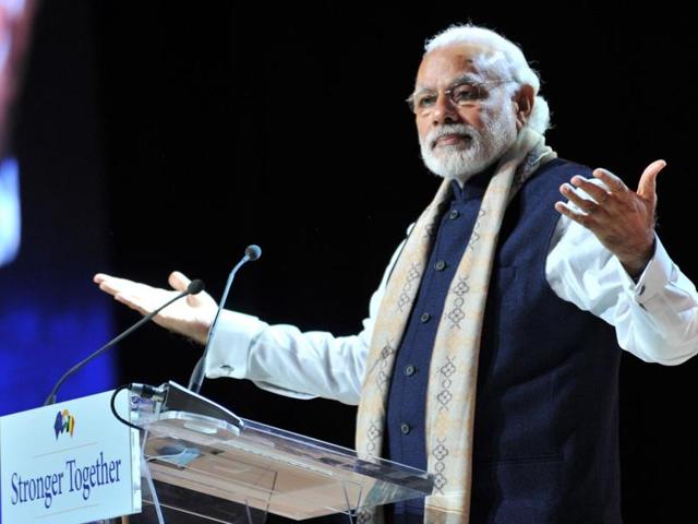 Prime Minister Narendra Modi at the community event in Brussels on Wednesday. Prime Minister Narendra Modi at the community event in Brussels on Wednesday.