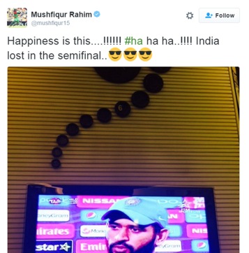 A screen grab of Mushfiqur Rahim’s tweet. He later deleted it. (Photo: Twitter)