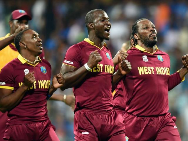 West Indies celebrate the victory during ICC Twenty20 2016 Cricket World Cup Semi-final match. (Kunal Patil/HT Photo) West Indies celebrate the victory during ICC Twenty20 2016 Cricket World Cup Semi-final match. (Kunal Patil/HT Photo)