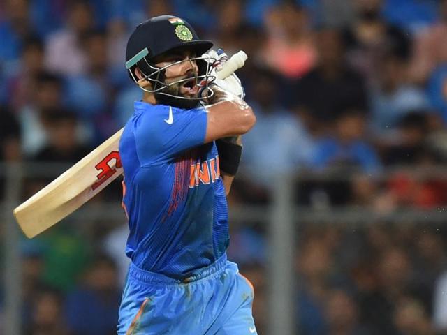 India's Virat Kohli plays a shot during ICC T-20 2016 Cricket World Cup Semi-final match. (Kunal Patil/HT Photo) India's Virat Kohli plays a shot during ICC T-20 2016 Cricket World Cup Semi-final match. (Kunal Patil/HT Photo)