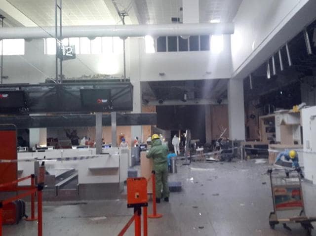 Damage is seen inside the departure terminal following the March 22, 2016 bombing at Zaventem Airport, Brussels, Belgium. (REUTERS) Damage is seen inside the departure terminal following the March 22, 2016 bombing at Zaventem Airport, Brussels, Belgium. (REUTERS)