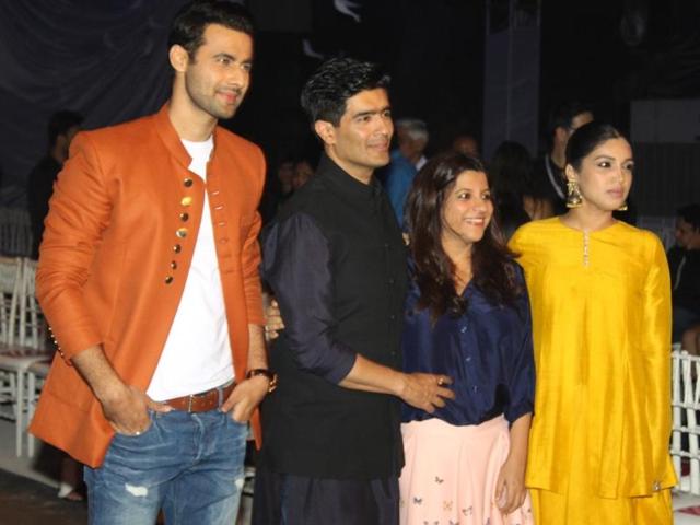 Fashion designer Manish Malhotra with model Freddy Daruwala, Bollywood filmmaker Zoya Akhtar, actor Bhumi Pednekar during the opening show of Lakme Fashion Week Summer/Resort 2016. (IANS) Fashion designer Manish Malhotra with model Freddy Daruwala, Bollywood filmmaker Zoya Akhtar, actor Bhumi Pednekar during the opening show of Lakme Fashion Week Summer/Resort 2016. (IANS)