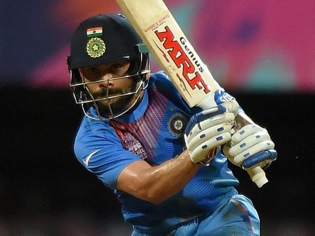 India's Virat Kohli plays a shot during the World T20 cricket tournament second semi-final.(AFP Photo)