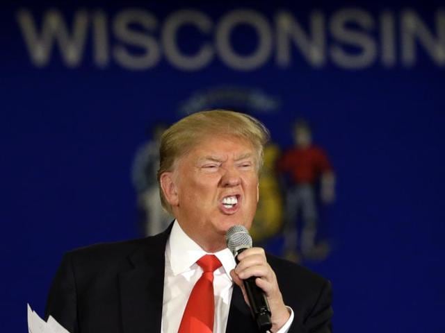Republican presidential candidate Donald Trump speaks to guests during a campaign rally on March 30, 2016 in Appleton, Wisconsin. (AFP) Republican presidential candidate Donald Trump speaks to guests during a campaign rally on March 30, 2016 in Appleton, Wisconsin. (AFP)