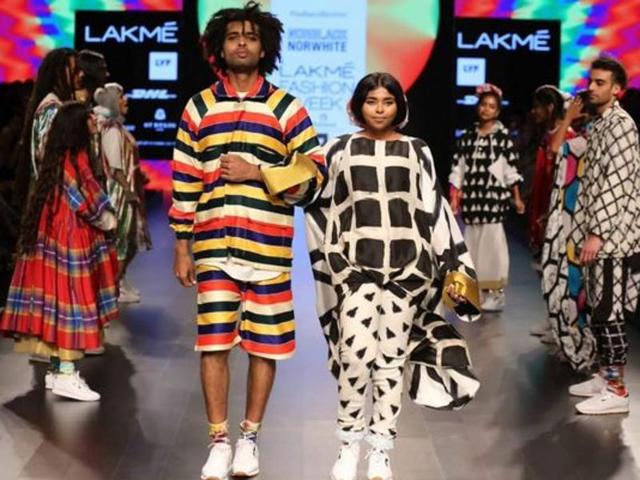 Models showcasing ‘Norblack Norwhite’ theme from India Collective. (Twitter) 