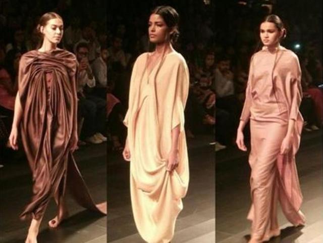 Flowy drapes by Pella Inc showcased at the fashion show. (Twitter) 