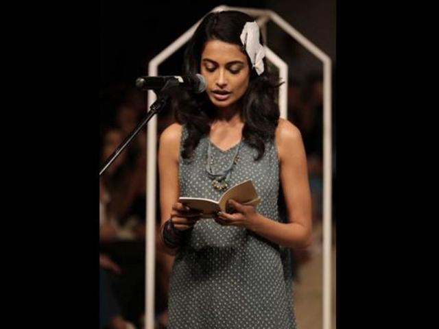 Actor Sarah-Jane Dias models for Be Beautiful  at the fashion week. (Twitter) 