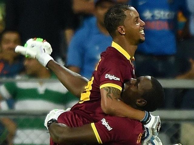Lendl Simmons took full advantage of two no-ball dismissals, hitting 81 off 52 balls to power West Indies into Sunday’s World T20 final against England. (AFP) Lendl Simmons took full advantage of two no-ball dismissals, hitting 81 off 52 balls to power West Indies into Sunday’s World T20 final against England. (AFP)