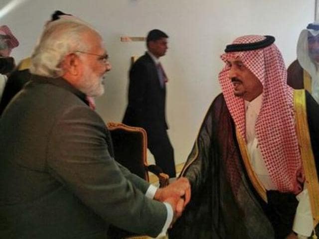 Prime Minister Narendra Modi was received by the governor of Riyadh when he flew into Saudi Arabia after attending the Nuclear Security Summit hosted by US President Barack Obama in Washington. (Twitter/MEA) Prime Minister Narendra Modi was received by the governor of Riyadh when he flew into Saudi Arabia after attending the Nuclear Security Summit hosted by US President Barack Obama in Washington. (Twitter/MEA)