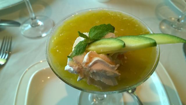 End your meal with a touch of sweetness from a panacotta made from raw mango, milk and honey. End your meal with a touch of sweetness from a panacotta made from raw mango, milk and honey.