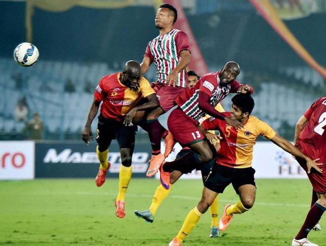 Mohun Bagan will be looking to bring their campaign back on track when they face arch-rivals East Bengal in the I-League derby. (PTI PHoto) Mohun Bagan will be looking to bring their campaign back on track when they face arch-rivals East Bengal in the I-League derby. (PTI PHoto)
