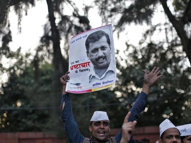 Delhi's chief minister Arvind Kejriwal takes part in a protest, New Delhi(Reuters Photo)