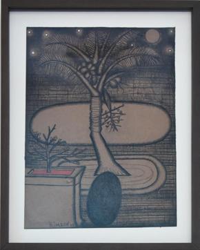 Star of Forest (charcoal and acrylic on paper, 2013) measures 17.5 inches X 14 inches. There is a sense of peace in the paintings that have no human characters. The presence of humans is often accompanied by skulls and bones suggestive of death and destruction. (Saumya Khandelwal/HT Photo)