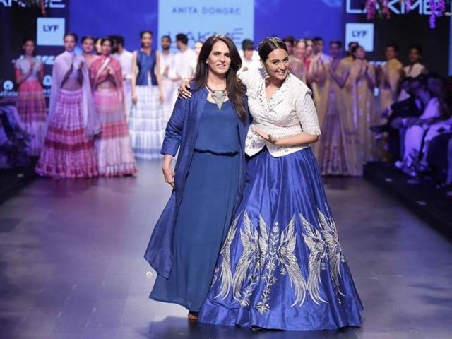 What happens when Sonakshi Sinha’s contagious energy and Anita Dongre’s design prowess come together? Magic, of course. (PTI) 