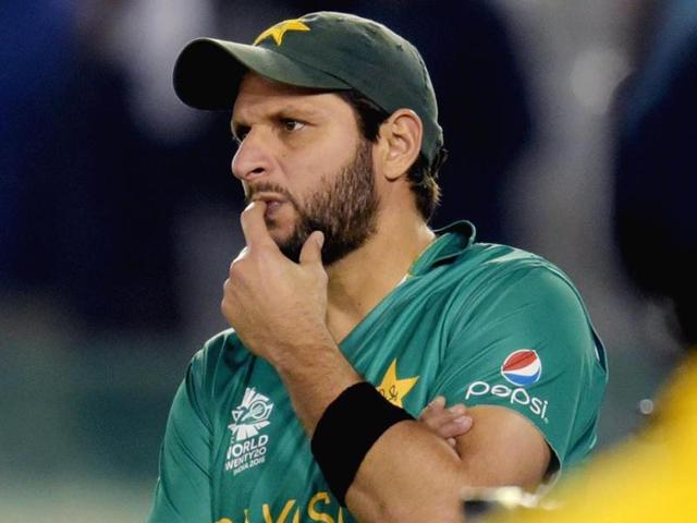 Shahid Afridi announced on Sunday his decision to step down as Pakistan T20 captain, but said he intended to continue playing in the shortest format.(Ravi Kumar/HT Photo)