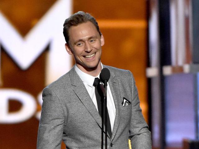 Actor Tom Hiddleston speaks onstage. (AFP)