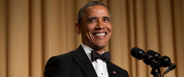Obama cracks a joke at last year’s White House Correspondents Dinner.