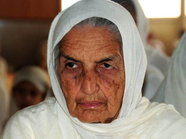 Chand Kaur, wife of former Namdhari sect head Jagjit Singh. (HT File Photo) Chand Kaur, wife of former Namdhari sect head Jagjit Singh. (HT File Photo)