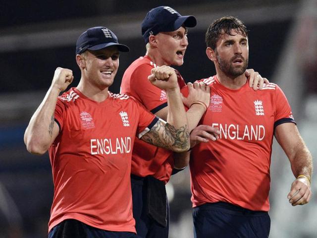 Players of England celebrating wicket in T20 World Cup final against West Indies. (Ashok Nath Dey/HT Photo) 