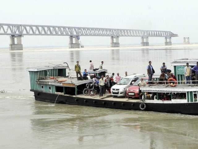 Bogibeel Bridge in Assam’s Dibrugarh district has been under construction for the past 15 years. Incomplete bridges are one of the election issues in Assam this year.(Subhendu Ghosh) Bogibeel Bridge in Assam’s Dibrugarh district has been under construction for the past 15 years. Incomplete bridges are one of the election issues in Assam this year.(Subhendu Ghosh)