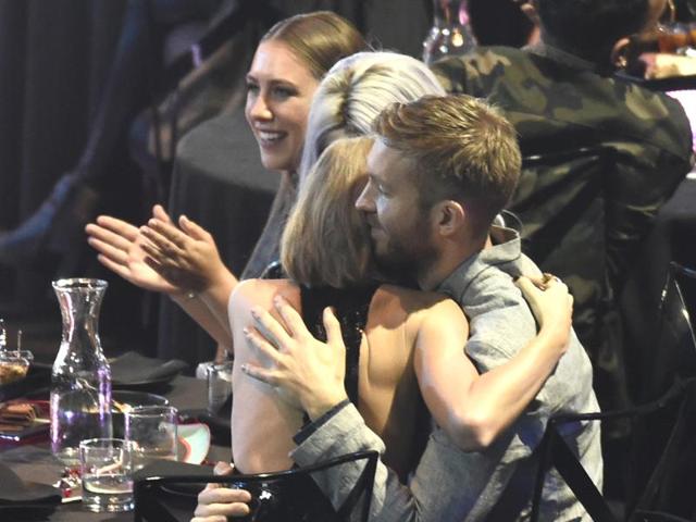 Taylor even hugged her boyfriend Calvin Harris, after she was announced as the winner of the female artist of the year award. (AP)