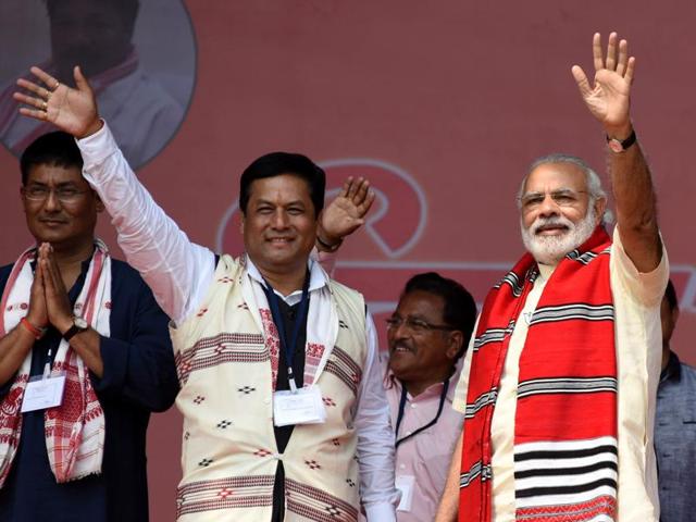 In Assam, for the first time in that state’s history, the BJP has a fighting chance of getting its first chief minister.(HT Photo) In Assam, for the first time in that state’s history, the BJP has a fighting chance of getting its first chief minister.(HT Photo)