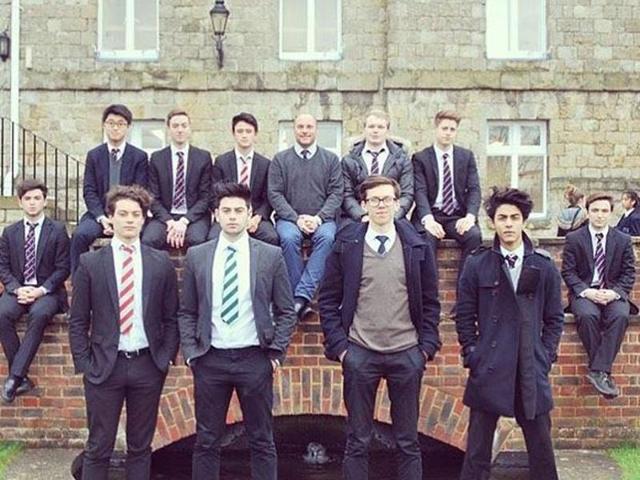 Shah Rukh Khan’s son Aryan with his school friends in London. (Instagram) Shah Rukh Khan’s son Aryan with his school friends in London. (Instagram)