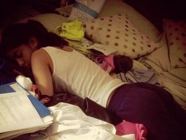 That’s just Navya taking a nap after a hard day studying. (Instagram) 