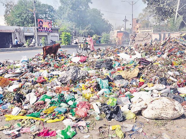 The safai workers didn’t lift garbage from dumps and elsewhere on Monday. If the strike continues, the heaps of garbage will swell in size and give the residents tough times as roadside garbage collection points are already emanating foul smell. (Sameer Sehgal/HT Photo) The safai workers didn’t lift garbage from dumps and elsewhere on Monday. If the strike continues, the heaps of garbage will swell in size and give the residents tough times as roadside garbage collection points are already emanating foul smell. (Sameer Sehgal/HT Photo)