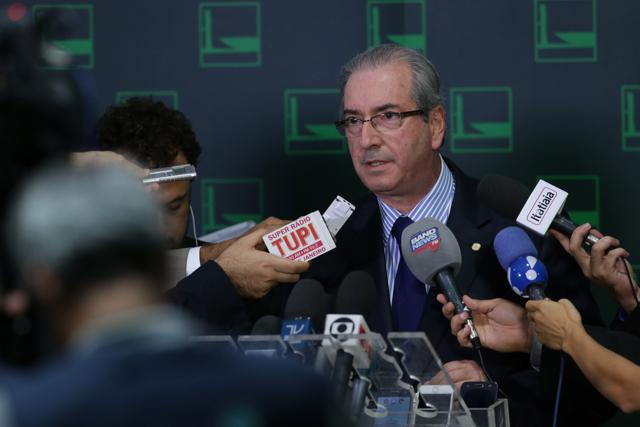 Brazil's President of the Chamber of Deputies Eduardo Cunha speaks about his name appearing in the documents leaked from the Panamanian Mossack-Fonseca law firm, at the Chamber of Deputies, in Brasilia, Brazil. (AP Photo) Brazil's President of the Chamber of Deputies Eduardo Cunha speaks about his name appearing in the documents leaked from the Panamanian Mossack-Fonseca law firm, at the Chamber of Deputies, in Brasilia, Brazil. (AP Photo)